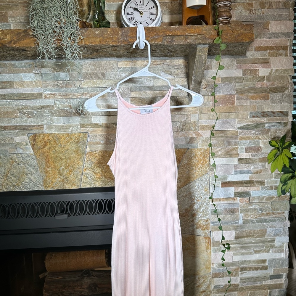NWOT Light Pink Feminine Bodycon Black Bead Dress - Cute & Stylish
